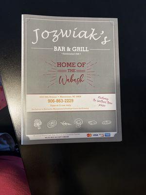 Front page of menu