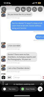 His profile online we were talking through, where he denied the holocaust