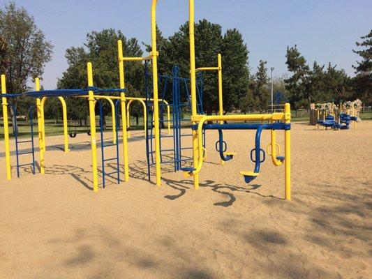 Playground with sand to cushion falls