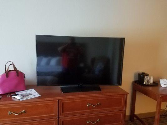 Ginormous TV!  Purse for size gauge lol