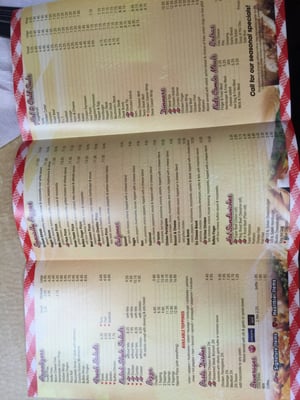 Menu as of August 2016