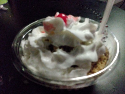 Vanilla Sundae with fudge, real good!