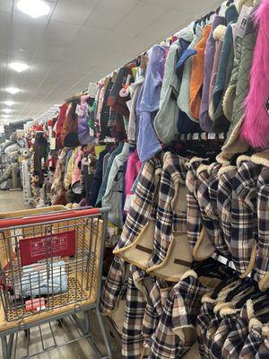 A rack full of doggo clothes