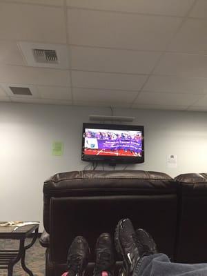 Awesome truckstop!!! Huge flat screen tv leather recliners for commercial truck drivers