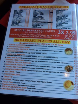 Menu - Breakfast tacos & plates. Breakfast ALL DAY!