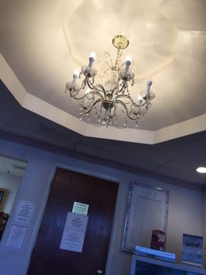 Cool chandelier in the waiting room