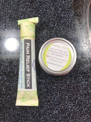 Pain relief stick and saintly salve