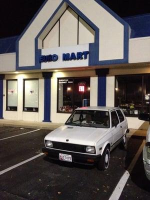 Yes, that is actually a Yugo parked out front!