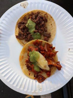 Asada and al pastor tacos