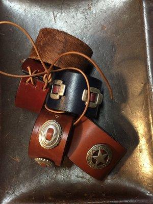 Handmade leather cuffs