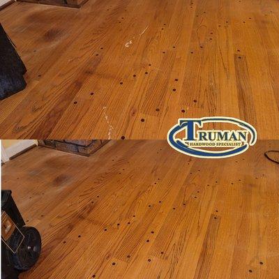 Deep hardwood floor scratch repair