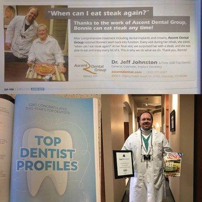 Dr. Johnston 5280 top dentist 4 years in a row!