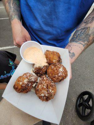 Fried corn and potato balls