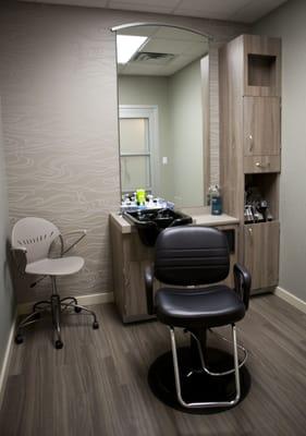 Private Fitting Rooms. Picture shows room #2 with sink.