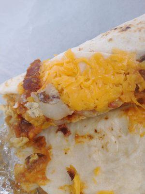 Breakfast burrito, opened