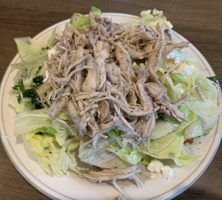 Lebanese salad with chicken and feta cheese.