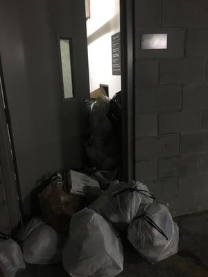 I'm a resident. This is the normal every day view of the trash room on one of the floors that you and your guests pass to get to your room.