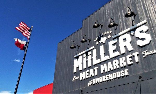 The Miiller's Storefront, looking very smart and patriotic.