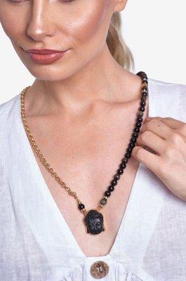 Golden Obsidian and 14K Gold Buddha Necklace