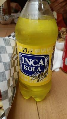 Inca Kola, kind of like a bubblegum soda/cream soda