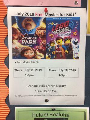 They have free movies for July 2019!