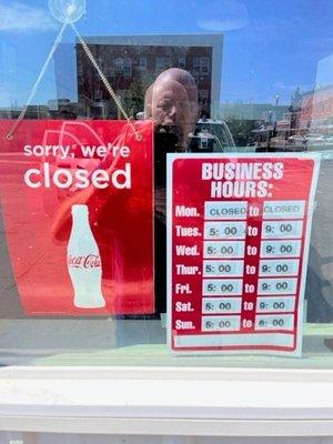 Business Closed on Mondays