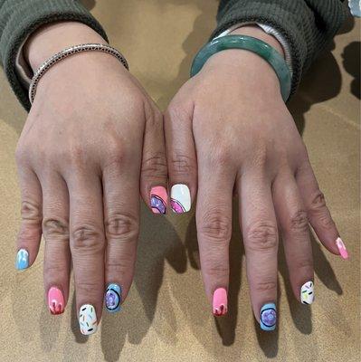 Donut sprinkles nail designs