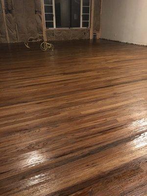 New flooring stained and finished