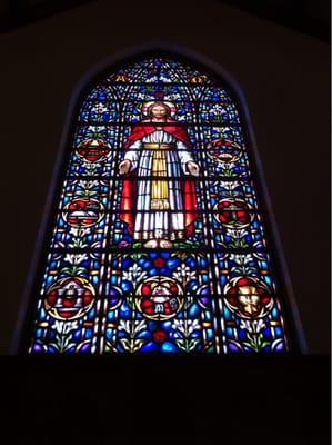 Stained glass, "Come To Me" in Main Sanctuary.