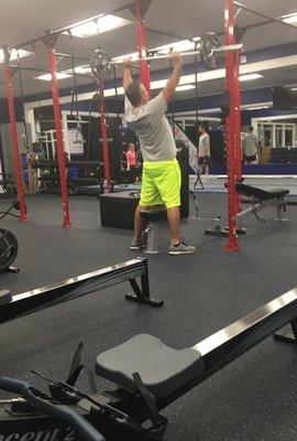 Client Aaron works out for the first time. He will exceed his goals.