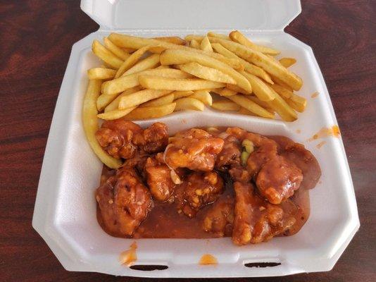 Orange Chicken with French Fries