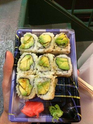 Delicious avocado roll, prepared fresh!