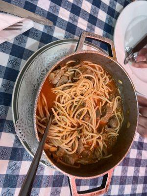 Chicken Gizzards with pasta