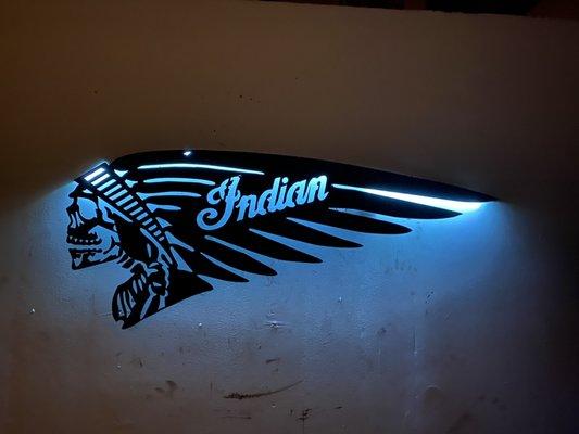 Indian motorcycle wall sign with leds