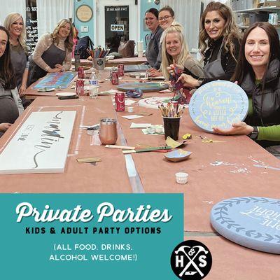 Private parties for adults and kids!