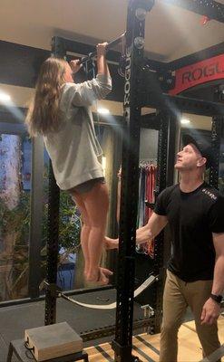 Owner-trainer Shawn teaching pull-up technique.