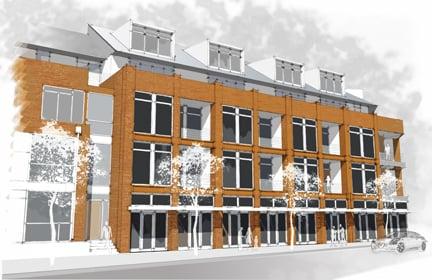 Rendering for a row of contemporary condos in Atlanta.