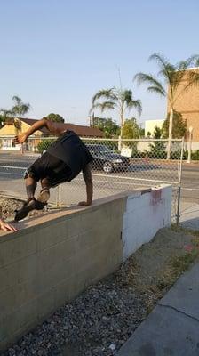 Jumping walls laterally to build up core strength as well as upper body