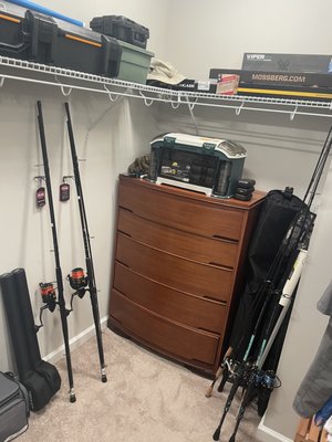 Fishing poles and tackle box.