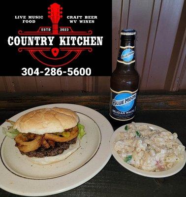 Buggy Burger and Macaroni Salad