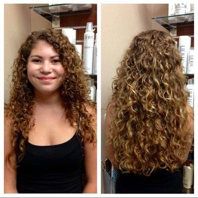 Gorgeous natural curl and color, affed long layers.