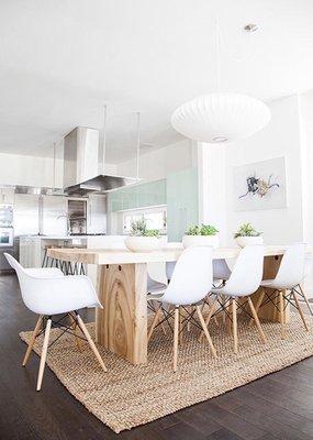 Cozy clean modern kitchen and dining space