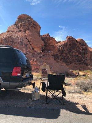 Plein Air set up in the Valley of Fire Nevada