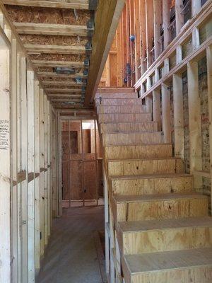 2nd level hallway rough carpentry