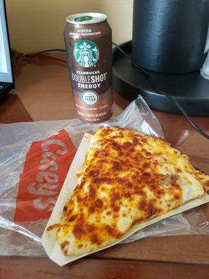 sausage breakfast pizza and my Starbucks Mocha