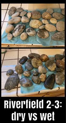 Before and after rinsing rocks