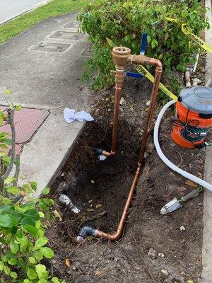 Underground copper re pipe with new Backflow for Bank of America