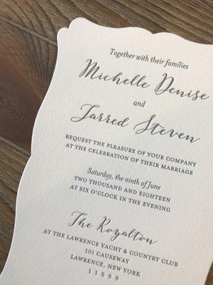 Letterpress Wedding Invitations with a Dimple Die Cut Edge