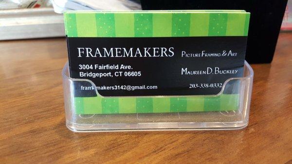 The owner of Framemakers Picture Framing & Art Gallery is Maureen Buckley. She helped me make my selections for my friend's birthday.