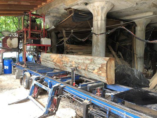 Our bio-diesel sawmill for harvesting our own lumber